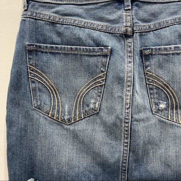 Hollister 5 Pocket Denim Mini Skirt Distressed Raw Hem Size 26 - Picture 11 of 11
